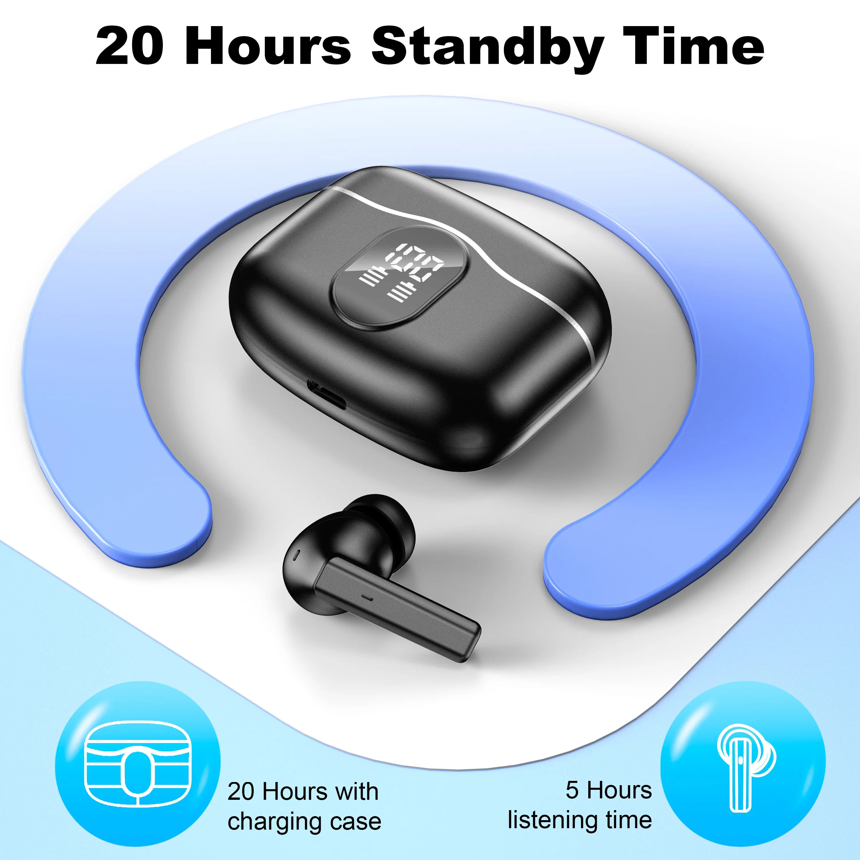 Smart Hearing Aid Earbuds ANC Noise Cancelling Bluetooth 5.4 In-Ear TWS Earphones Sound Amplifier for Elderly Clear Voice