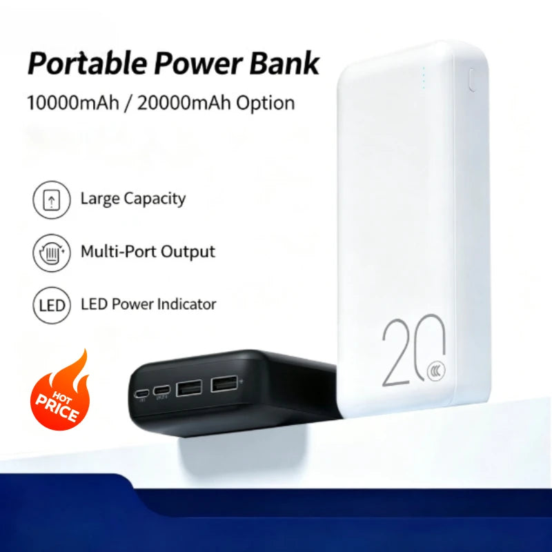Power Bank 20000mAh Ultra Large Capacity Multi Port Gift Power Bank  Portable and Long-lasting Mobile Power Bank for Airplanes