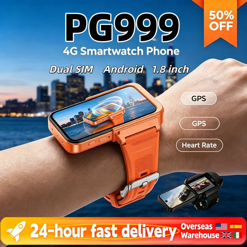 2026New G999 4G Smartwatch Phone GPS Dual SIM WiFi 1.8 inch Touch Screen Octa-Core Outdoor Travel Gift for Friend