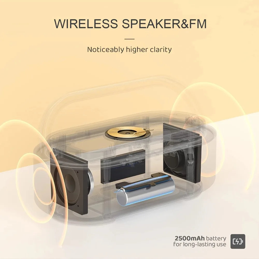2025 Smart Alarm Clock - 15W Wireless Charger, Bluetooth Speaker, FM Radio & LED Night Light - Perfect Bedside Gift