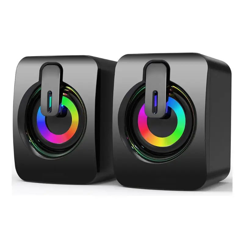 Dual Speaker Stereo Computer Speakers with Microphone for Desktop High Quality Audio for Remote Working Gaming Calls