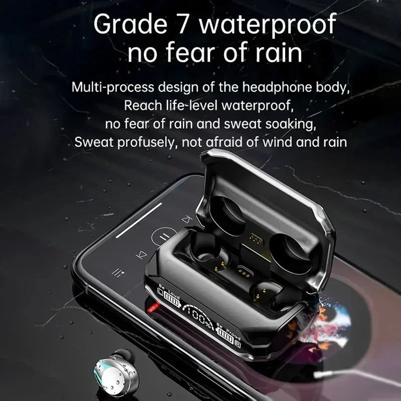 Wireless Bluetooth Earphones LED Display Stereo Sound for Smartphones Headset Handsfree Earbuds with Microphone