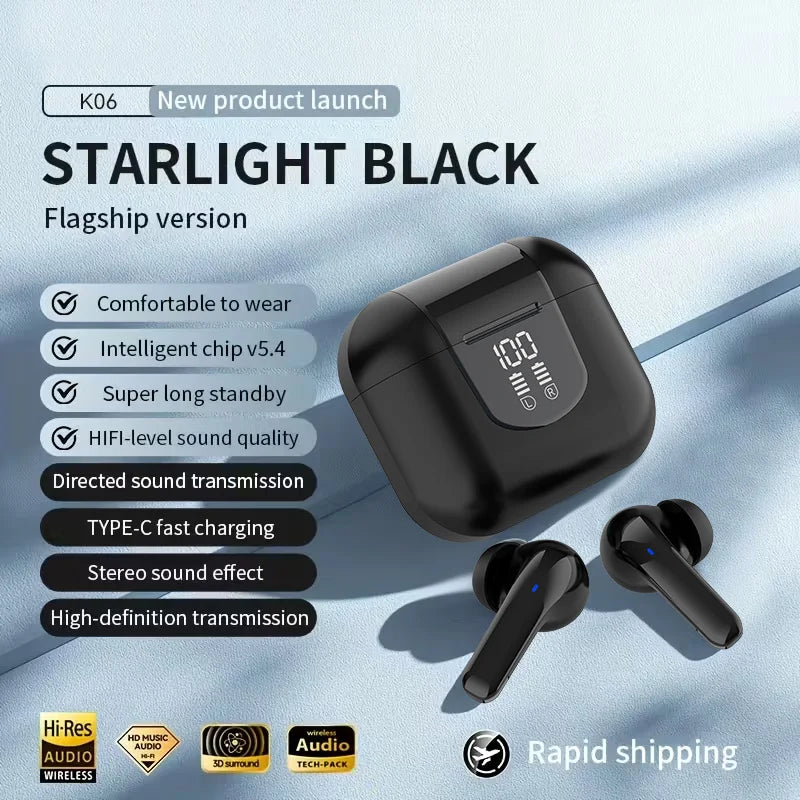 Bluetooth 5.4 Earphones HIFI Audio Low Power Earbuds Wireless Sports Earphones Waterproof Active Noise Reduction Earphones