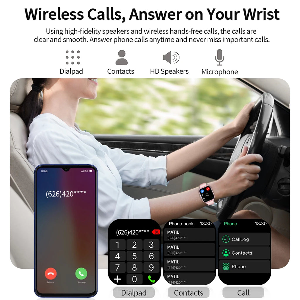 Fashion Smart Watch Women Men Full Touch Screen Bluetooth Call HR  Sleep Tracker Waterproof Sports Smartwatch For iPhone Wrist