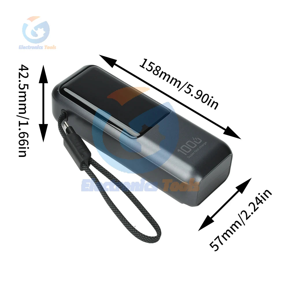 21700 Battery Case High-Power PD100W Fast Charging Power Bank DIY Kit 4-Cell Power Bank Housing with Built-in Cable