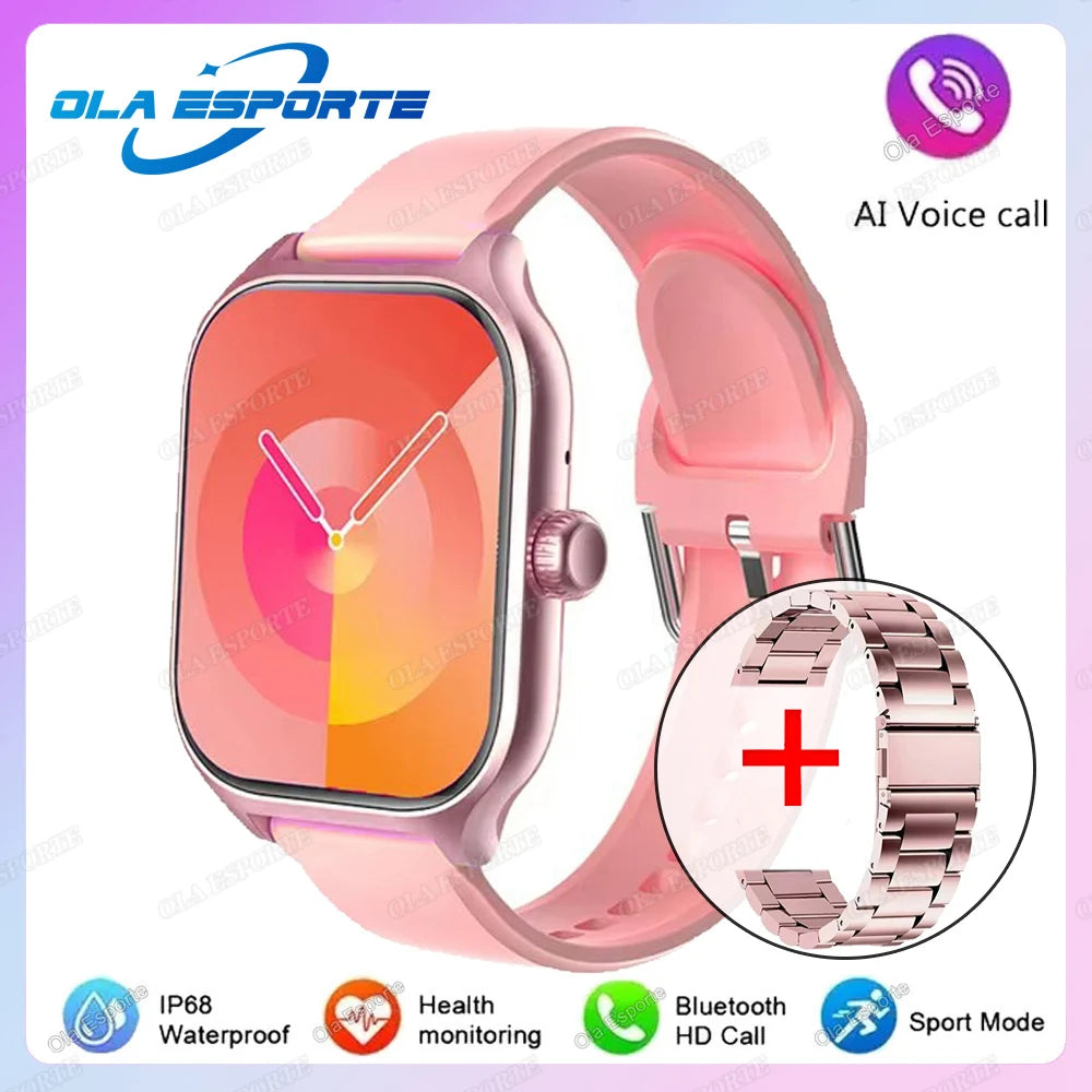 2026 New Smart Watch For Android IOS 2.01Inch Color Screen Bluetooth Call Blood Oxygen/Pressure Monitoring SmartWatch Women HT30