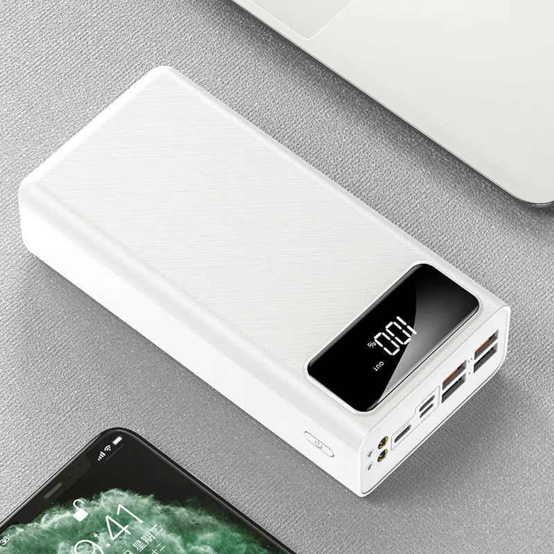 100000mAh Fast Charging Power Bank with Built-in Cable Large Capacity Digital Display Portable Charger