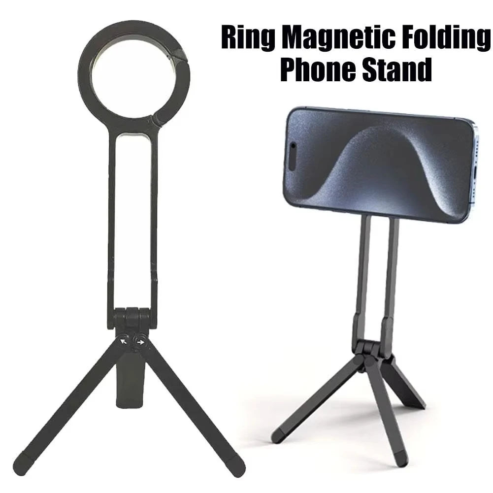 Foldable Phone Tripod Carabiner-Mounted For iPhone 17 16 15 18 Portable Dual-side Magnetic Tripod Desk Mount Phone Handle Holder