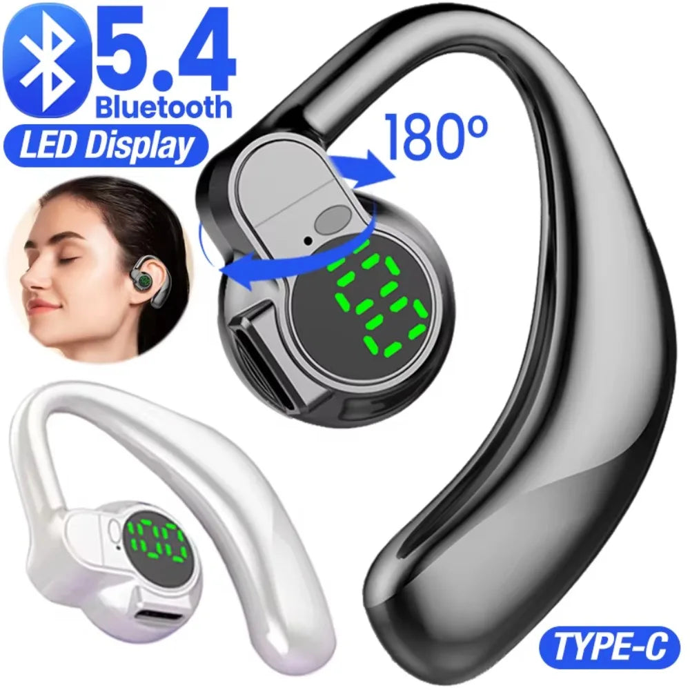 180° Rotatable Bluetooth 5.4 Wireless Headphones Waterproof Digital Display Noise Canceling Headset With Microphone