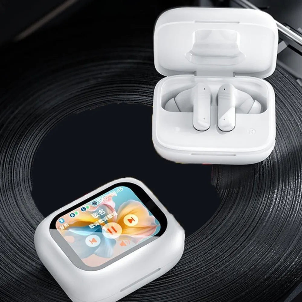 Bluetooth 5.4 Full Touch Screen Headphones Smart LCD in Ear ANC Bluetooth Earphones Noise Cancelling HD Call