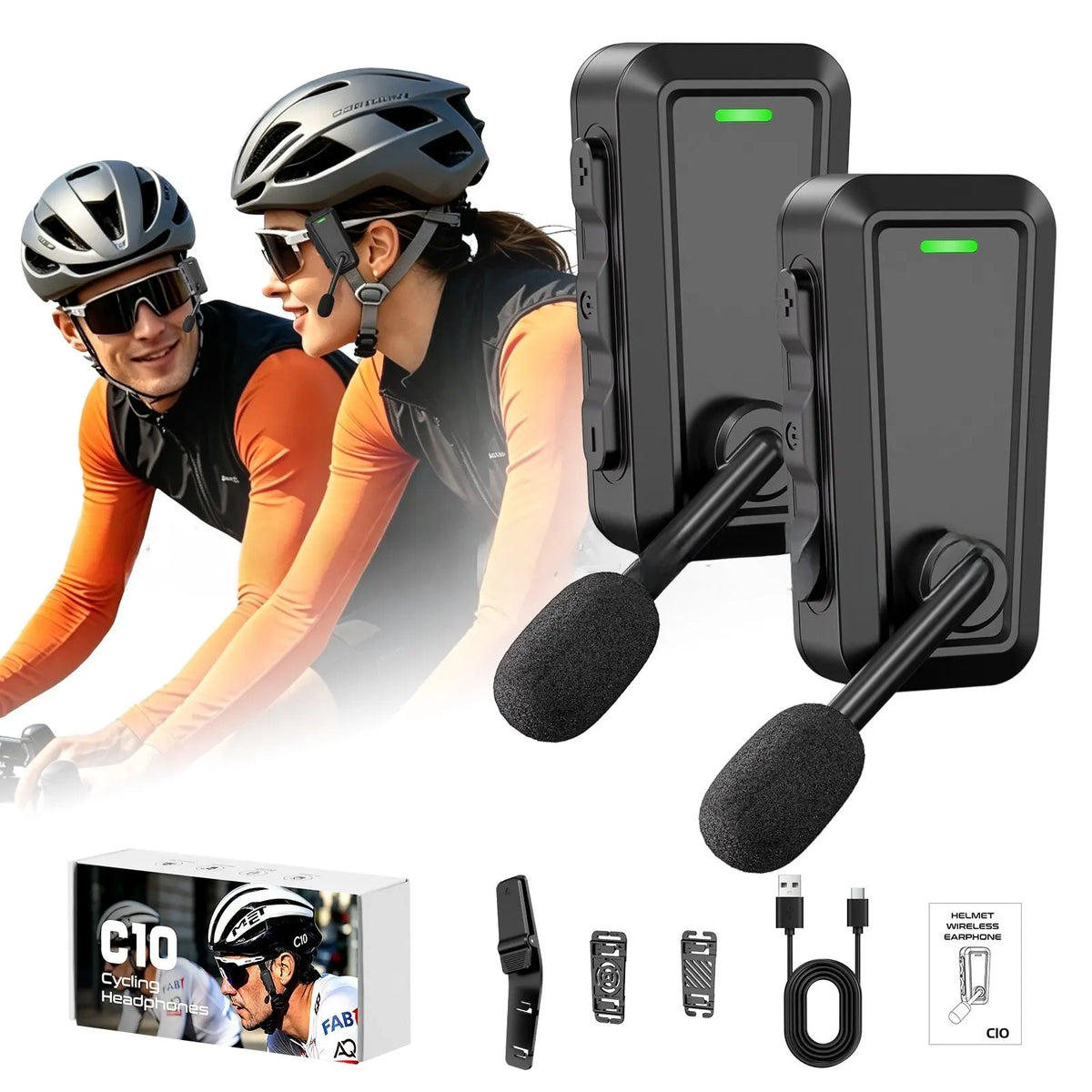 Motorcycle Helmet Bluetooth Headset Wireless BT Intercom Earphone Noise Reduction Music Sharing for Outdoor Cycling Bike Riding