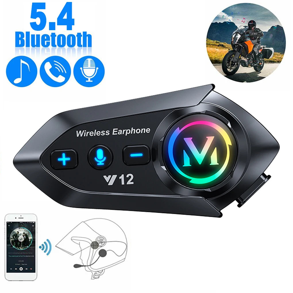 Y12 Motorcycle Helmet Headset Bluetooth 5.4 Motorcycle Wireless Hands-on Talking Headset Waterproof Moto Headphone
