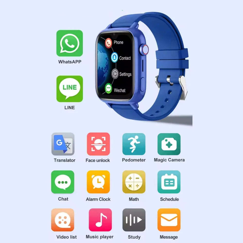 New 4G Smart Watch Kids GPS Video Call SOS IPX7 Waterproof Child Smartwatch HD Camera Monitor Tracker Location Phone Watch