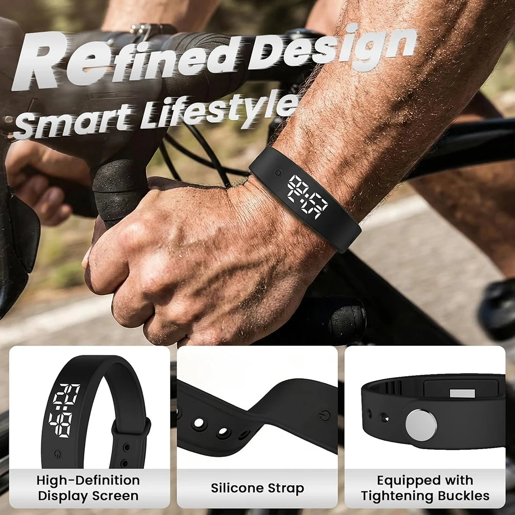 LED Digital Smart Bracelet Silents Vibrating Alarm Wristbands Sleeper Clock Rechargeable Mens Smart Watches Bracelets