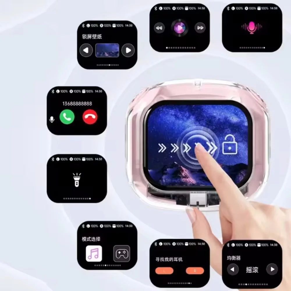 Air Max Smart Touch Screen Headsets TWS In Ear Buds Sports Earphones Binaural pro Stereo Soundtrack Microphone Bass Headsets