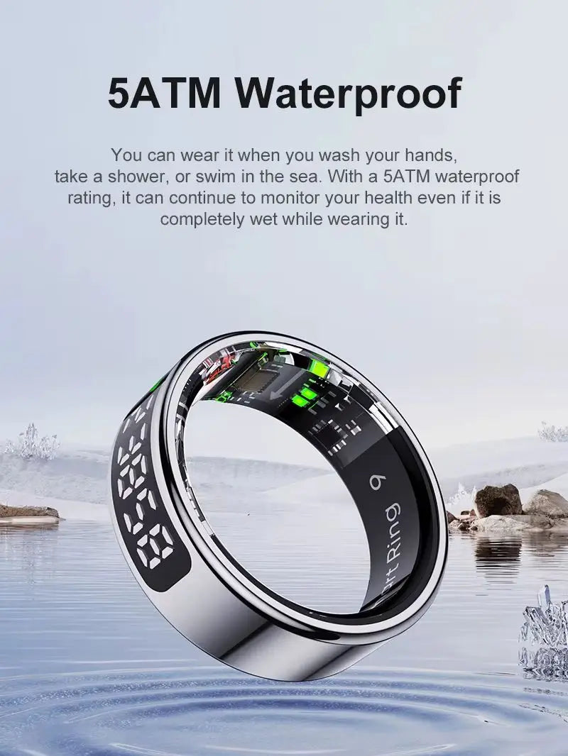 New R11 Smart Ring With Display Wireless Charging Screen Gesture Control Health Monitor 5ATM Waterproof Sport Fitness Smart Ring