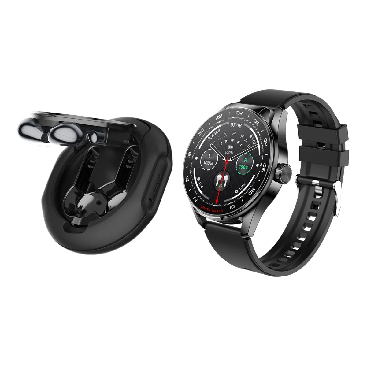 Smart Watch Earphone Built in Bluetooth Call Voice Assistant Music Play 1.46inch 360*360HD Dispaly Smartwatch for Android IOS