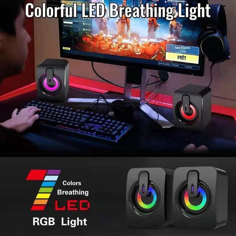 Dual Speaker Stereo Computer Speakers with Microphone for Desktop High Quality Audio for Remote Working Gaming Calls