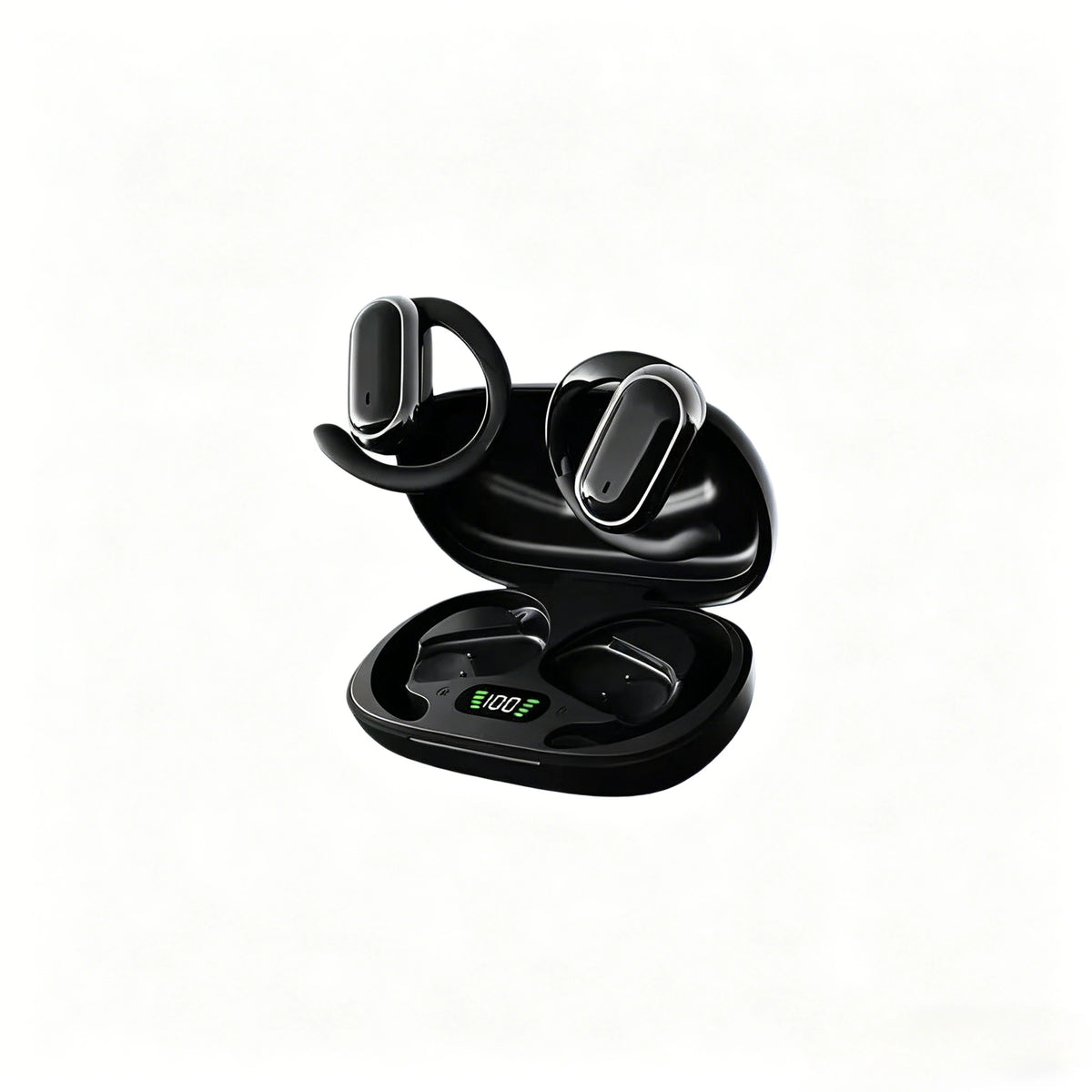 Bluetooth Open Ear Earhook Earbuds Wireless Headphones with Smart LED Display Comfort Fit Built-in Microphone for Clear Audio