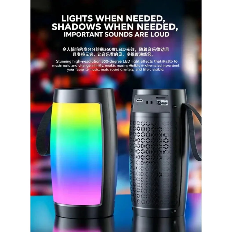Wireless Bluetooth Portable Speaker Heavy Bass Subwoofer LED Light Stereo Sound Box Car MP3 Audio Player Sound System
