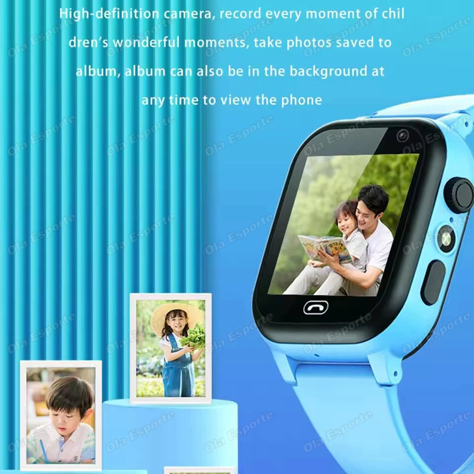 2027 Kids 5G Smart Watch GPS SOS Video Call HD Camera Waterproof SIM Card Support Earphone Child Smartwatch for Boys &Girls HW12