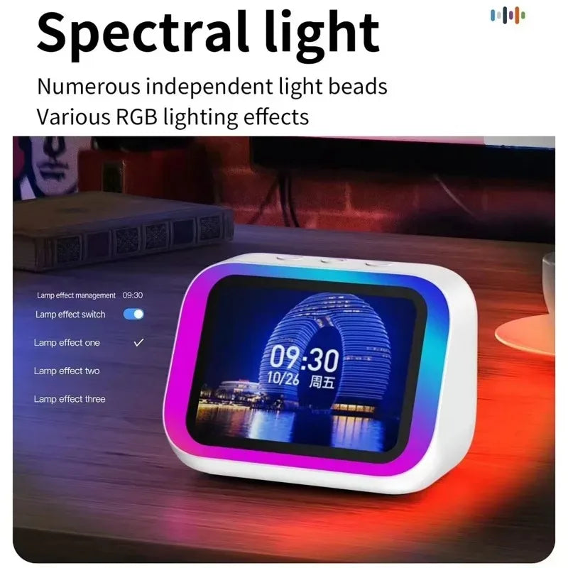 AI Smart Bluetooth 5.4 Speaker Voice assistant HD Touch Screen Display Electronic Album Alarm Clock Hi-Fi Stereo Outdoor Sound