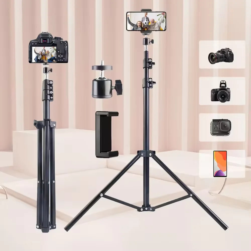 170cm Stretchable Adjustable Height Mobile Phone Tripod Stand Multi-functional Selfie Landing Support for Broadcast Recording