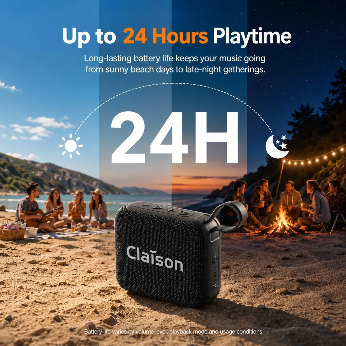 Portable Bluetooth Speaker Mini Wireless BT 5.3 Deep Bass Long Battery TWS USB TF Card IPX5 Splash Resistant for Outdoor