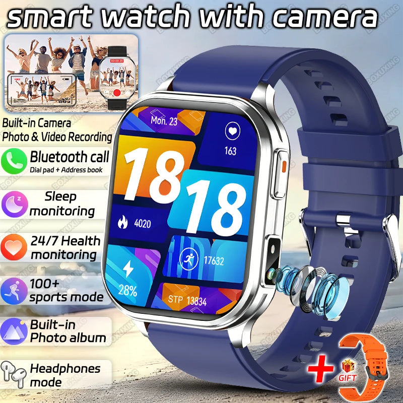 New Camera Smart Watch Photos Record Video Built-in Photo Album Headphone Mode Health Sport IP68 Waterproof Smartwatch Men Women