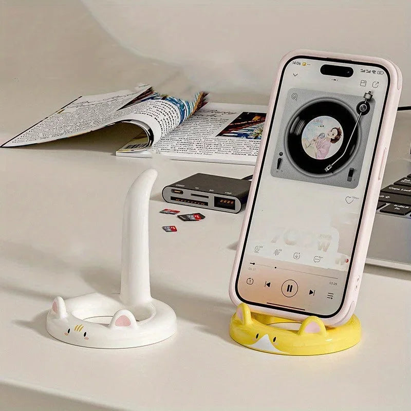 Cartoon Cat Phone Stand – Adjustable Angle, Cute Desktop Holder for Watching Videos & Calls – Fits Most Smartphones