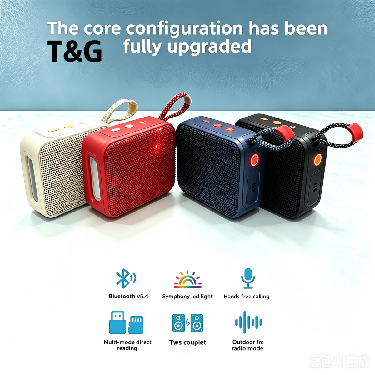 New T&G TG487 Bluetooth 5.4 Portable Speaker Supports Card Insertion TWS Interconnected Outdoor Mini Speaker Sports Bass Speaker