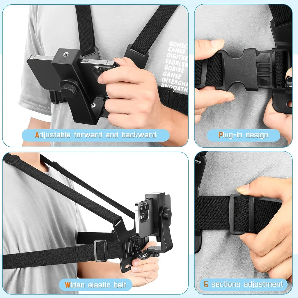 The Chest Strap Phone Stand Is Anti-Shake and Fixed on the Chest. It Is Suitable for First-Person Perspective Shooting with Mobi