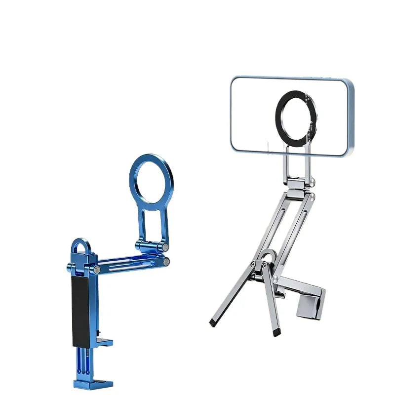 Magnetic Foldable Tripod Aluminum Phone Stand for iPhone MagSafe 16 15 14 13 12 Vlog Live Streaming Outdoor Shooting