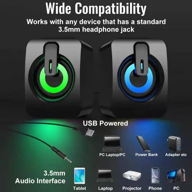 Dual Speaker Stereo Computer Speakers with Microphone for Desktop High Quality Audio for Remote Working Gaming Calls