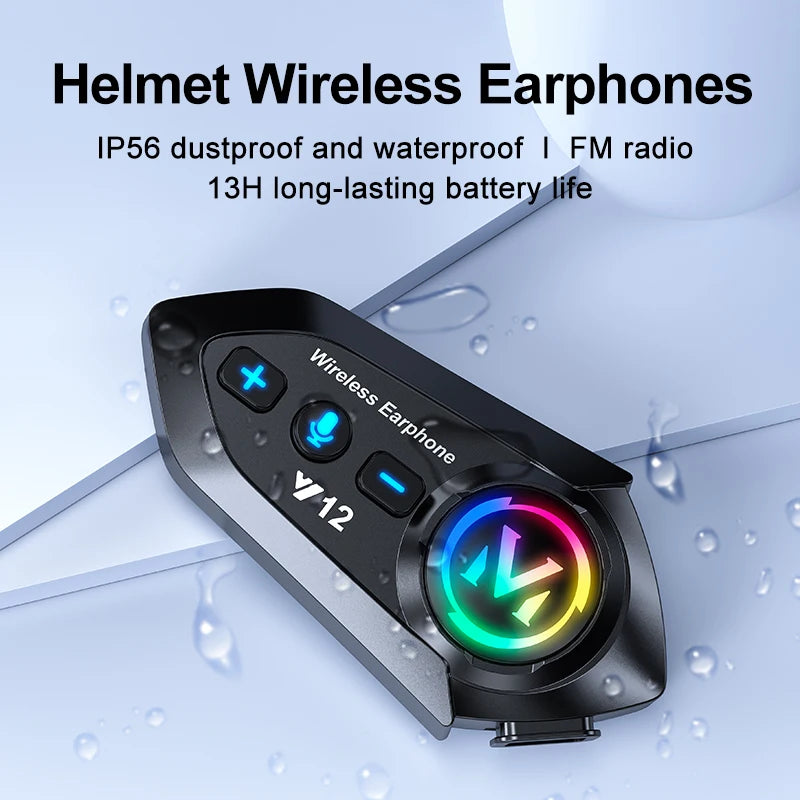 Y12 Motorcycle Helmet Headset Bluetooth 5.4 Motorcycle Wireless Hands-on Talking Headset Waterproof Moto Headphone