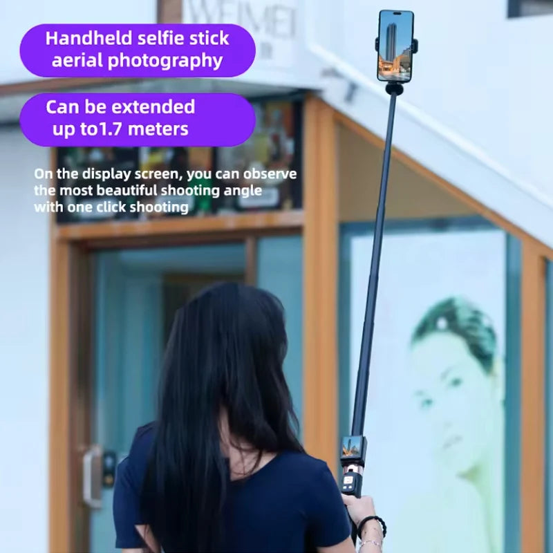 Wireless Selfie Stick Tripod Stand with Remote and Small Screen Casting Selfie Monitor for Smartphone Selfie Live Streaming