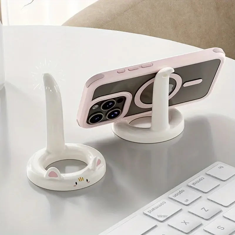 Cartoon Cat Phone Stand – Adjustable Angle, Cute Desktop Holder for Watching Videos & Calls – Fits Most Smartphones