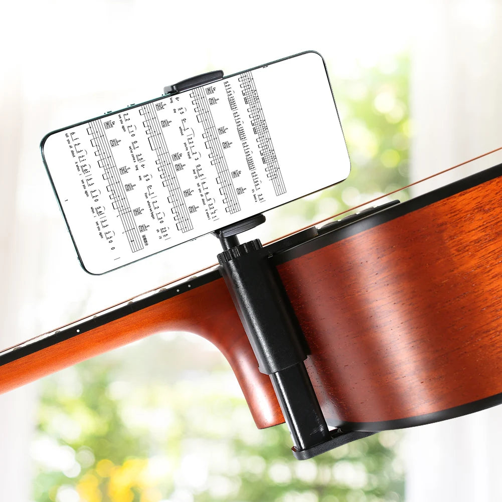 Multi-Purpose Guitar Adjustable Phone Support Hands-Free Guitar Stand Holder  Camera Clamp for Recording Video-Calling Streaming