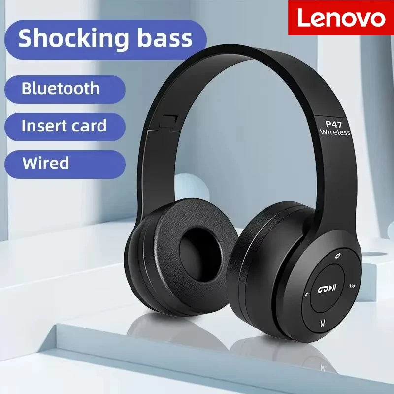 Lenovo Portable Foldable Headmounted Bluetooth 5.0 Multifunctional Wireless Headset For Bluetooth connection Wired Connection