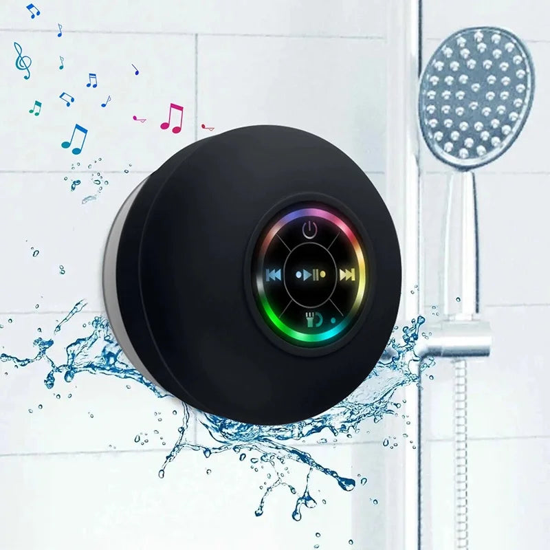 Bluetooth Speaker Portable Wireless Mini Stereo Sound LED Speaker With Suction Cup IPX4 Waterproof For Travel Outdoor Bathroom
