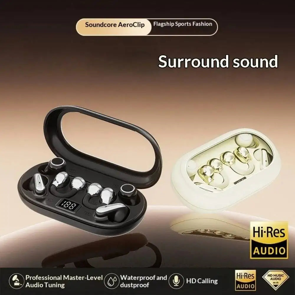 Wireless In-Ear Sleep Bluetooth 6.0 Earphones Heavy Bass Hifi Semi in Ear & Ear-Clip 3 in 1 Earbuds Long Battery Life For Sports