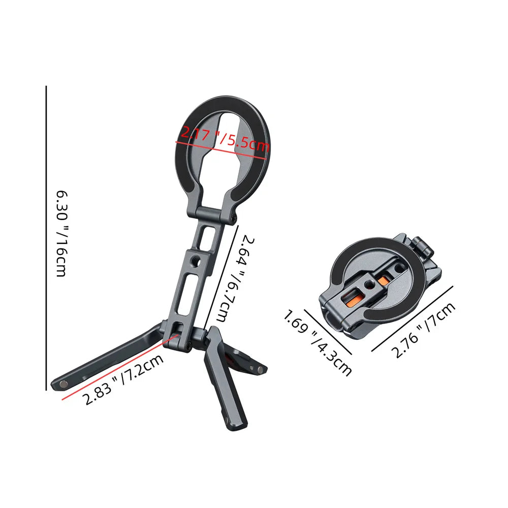Foldable Magnetic Phone Tripod Stand With Hook Design Arca+Cold Shoe Aluminum Selfie Stick Tripod for IPhone/Android Travel