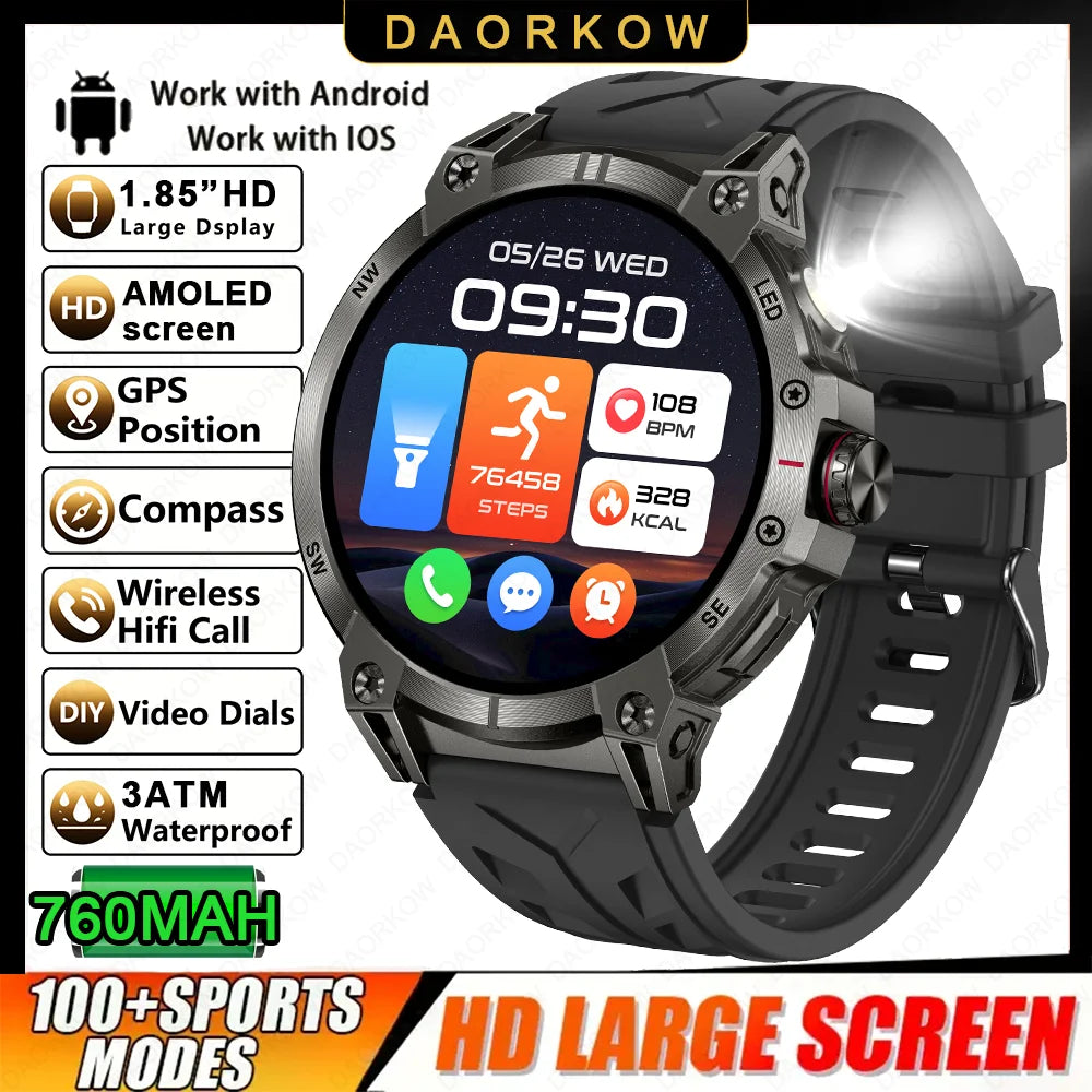 2026 New GPS Map Navigation SmartWatch Men Women Amoled Screen 3ATM Waterproof Sport SmartWatch Compass NFC Bluetooth Call Watch