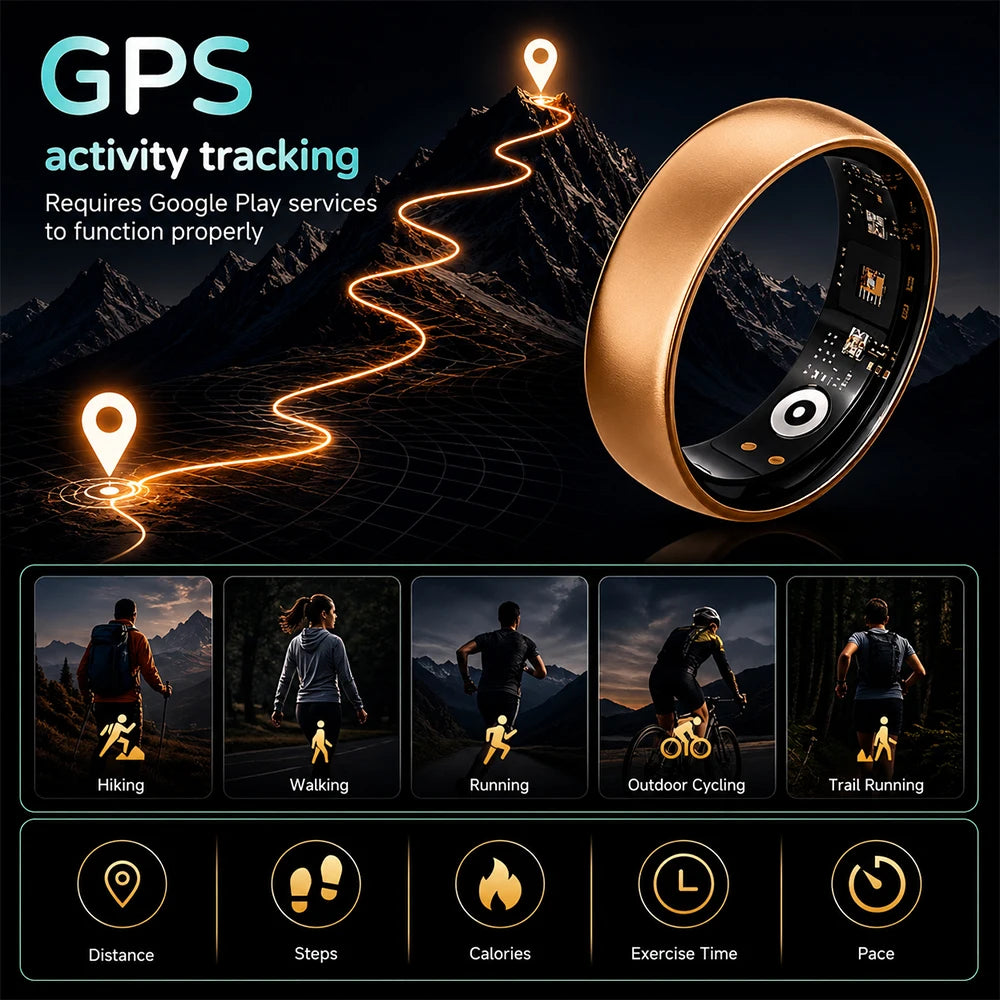 AURA Matt Smart Ring, Fitness & Health Tracker, Sleep and Temperature Monitoring Long‑Lasting Battery GPS Tracking for Men Woman