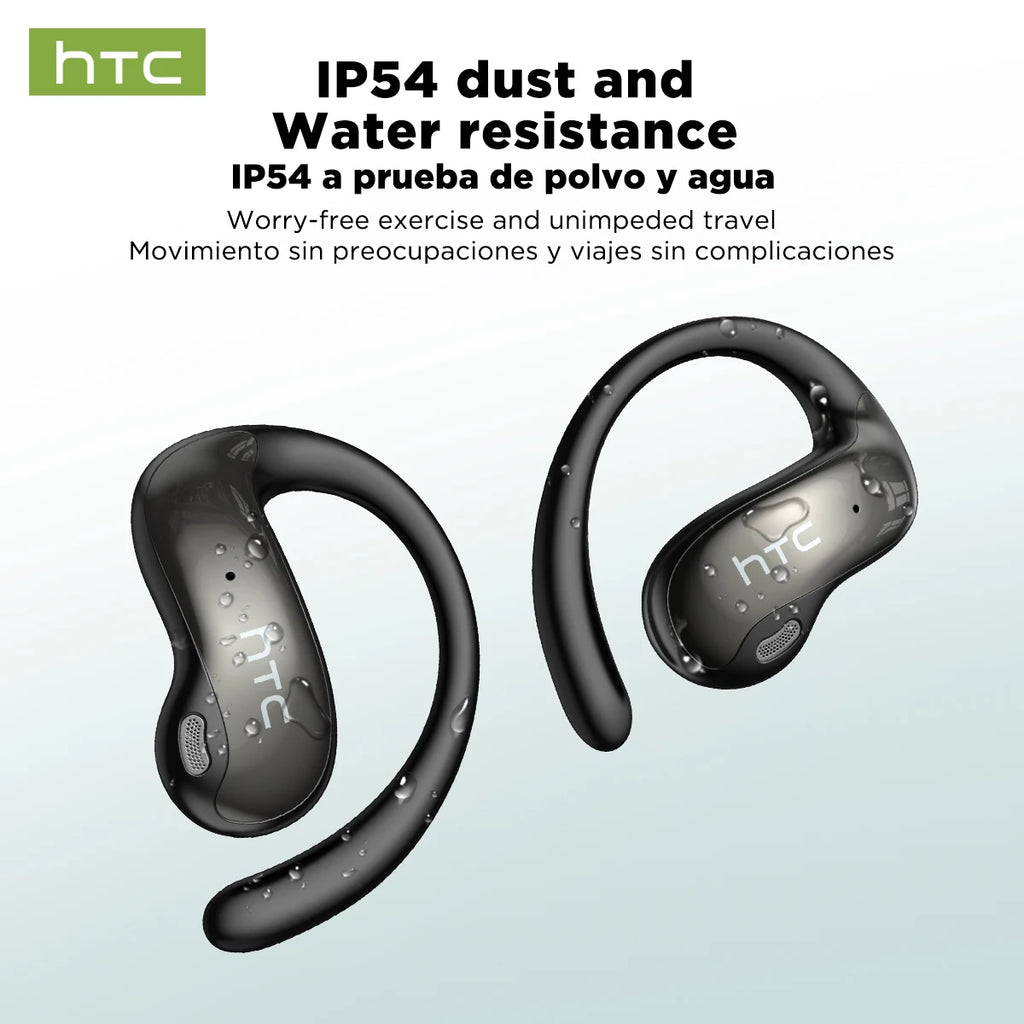 HTC NE19 Bluetooth Earphones AI OWS Sports Wireless Headphones with Mic Powerful Bass AI Translator Earbuds Waterproof Long Life