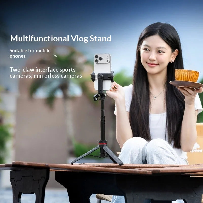 3-in-1 Vlog Stand - Phone/Action Cam/Mirrorless, 18-70cm, 360° Adjustable, 200g Multi-Device Vlog Stand
