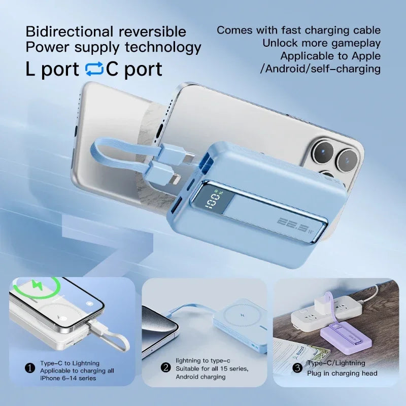 Magnetic Wireless Power Bank 10000mAh Portable PD 20W 3 in 1 Fast Charging External Battery for iPhone 15 14 13 Tel Accessories