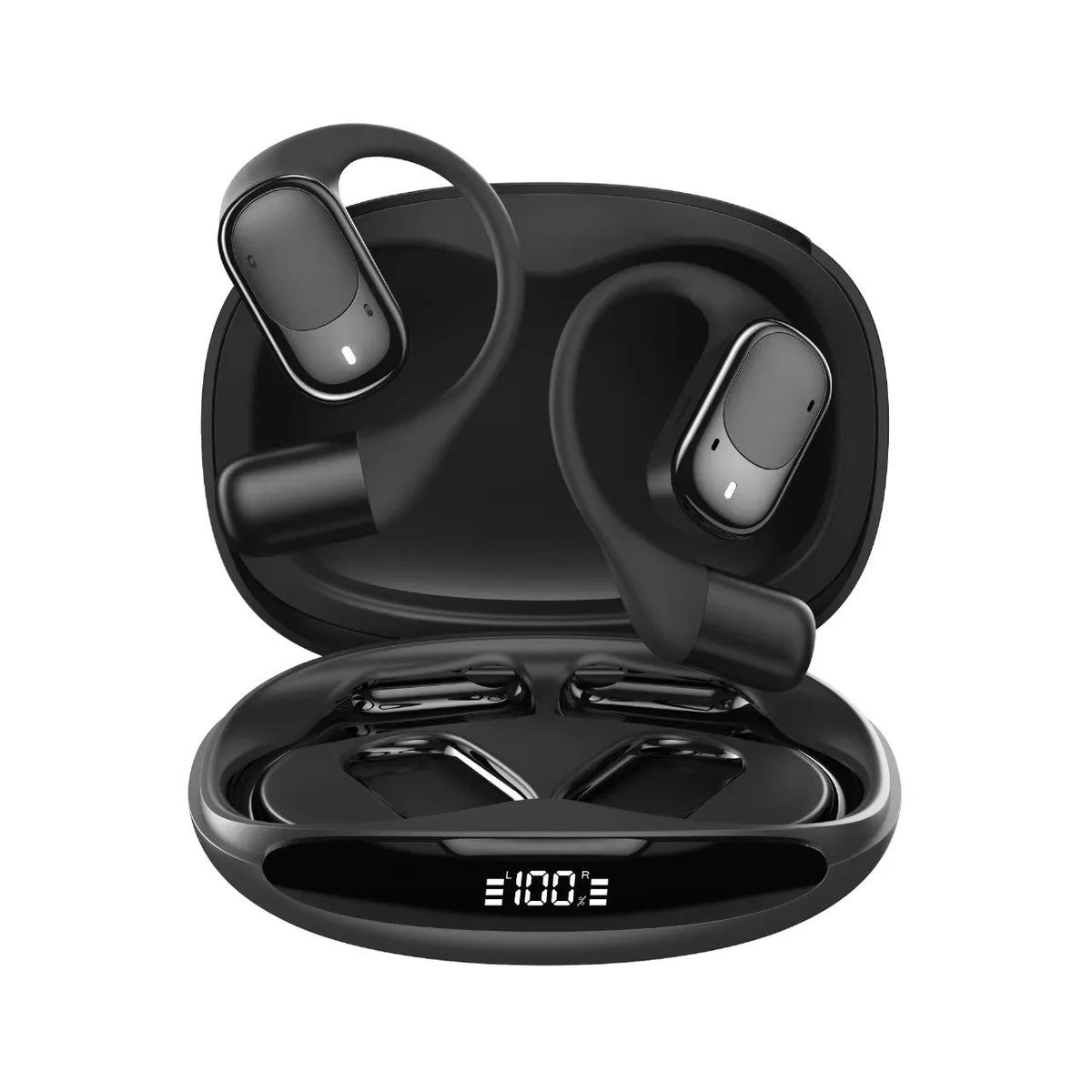 Open-Ear Headphones with Stable Comfort & Hi-Res Sound Pure Bass Boost Bluetooth 5.3 Earbuds OWS Wireless Headphones for Sports