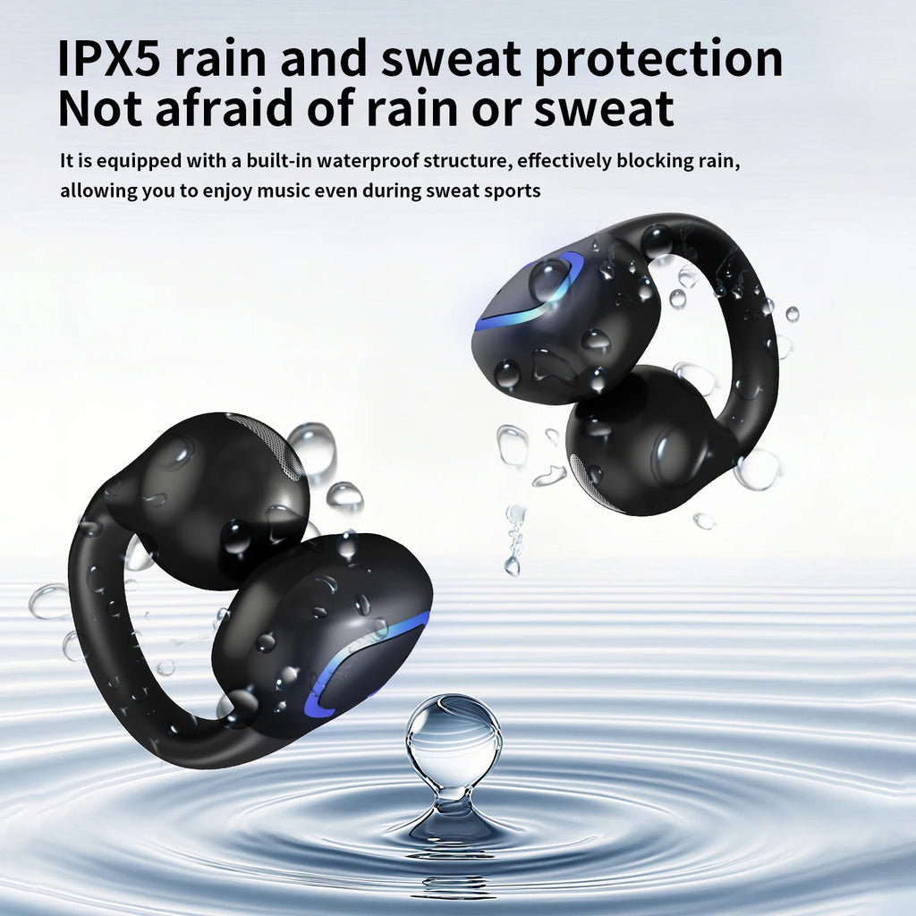 Bluetooth 5.3 Earphone Ear Clip Headphones Wireless Headset HiFi Stereo Noise Reduction Earbud For Men Women