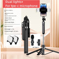 FANGTUOSI 2025 New Expandable Phone Tripod Stand Selfie Stick With Fill Light With Detachable BT Wireless Remote for Smartphone